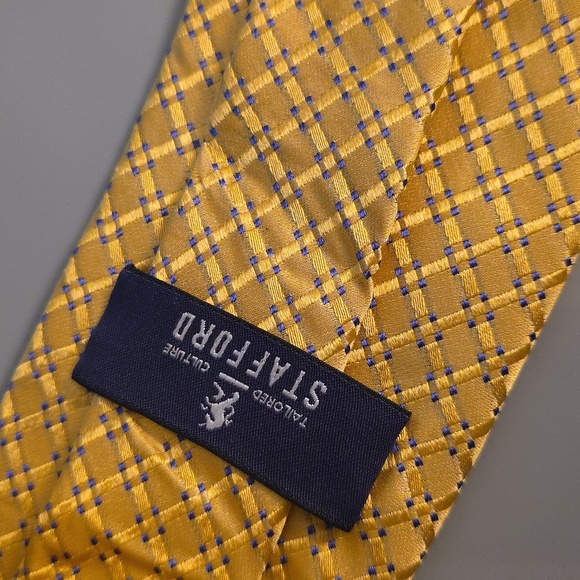 (J28) Stafford Yellow Patterned Men's Tie - Picture 3 of 5